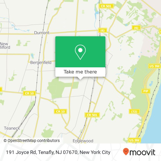Mapa de 191 Joyce Rd, Tenafly, NJ 07670
