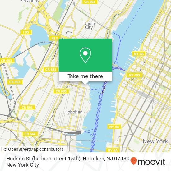 Mapa de Hudson St (hudson street 15th), Hoboken, NJ 07030