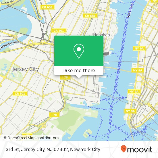 Mapa de 3rd St, Jersey City, NJ 07302