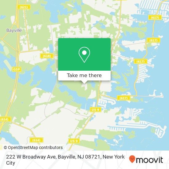 Mapa de 222 W Broadway Ave, Bayville, NJ 08721