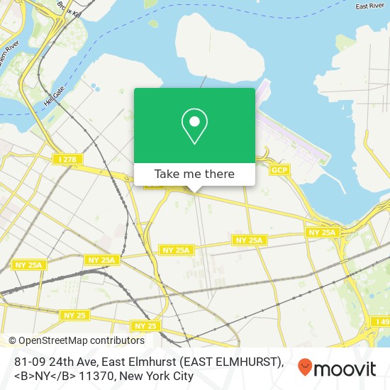Mapa de 81-09 24th Ave, East Elmhurst (EAST ELMHURST), <B>NY< / B> 11370