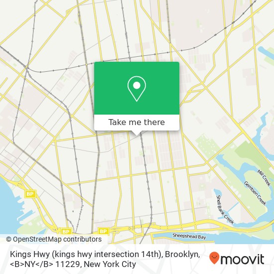 Mapa de Kings Hwy (kings hwy intersection 14th), Brooklyn, <B>NY< / B> 11229