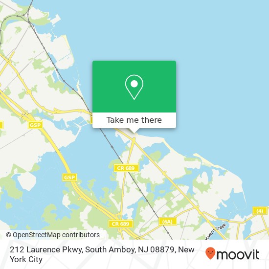 Mapa de 212 Laurence Pkwy, South Amboy, NJ 08879