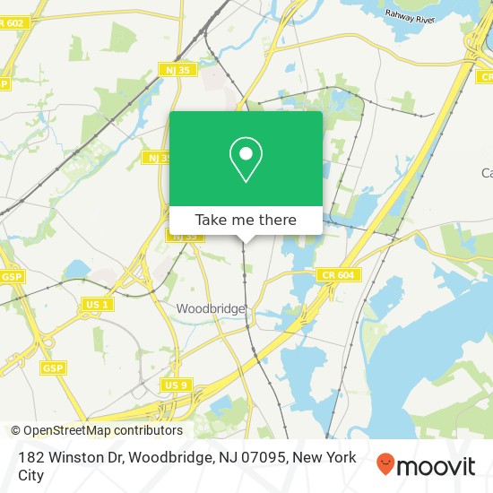 Mapa de 182 Winston Dr, Woodbridge, NJ 07095