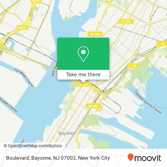 Mapa de Boulevard, Bayonne, NJ 07002