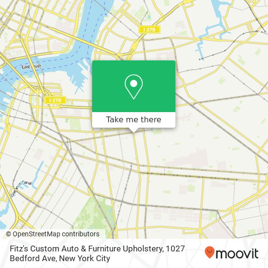 Mapa de Fitz's Custom Auto & Furniture Upholstery, 1027 Bedford Ave