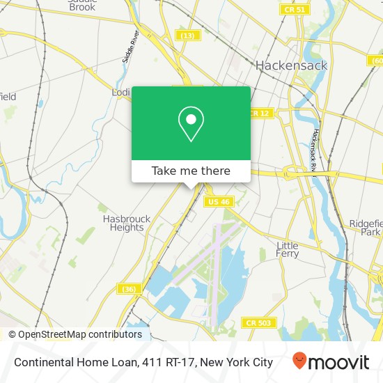 Continental Home Loan, 411 RT-17 map