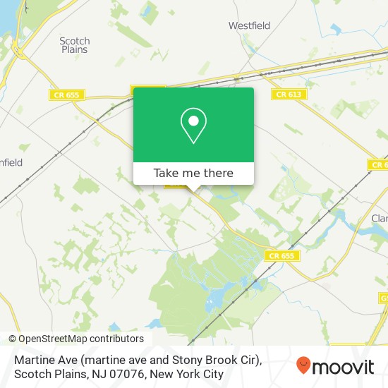 Mapa de Martine Ave (martine ave and Stony Brook Cir), Scotch Plains, NJ 07076