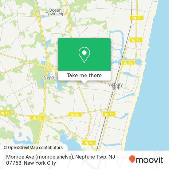 Mapa de Monroe Ave (monroe anelve), Neptune Twp, NJ 07753