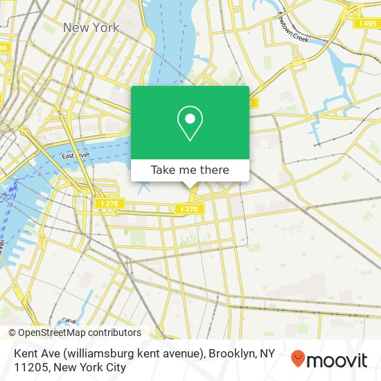 Mapa de Kent Ave (williamsburg kent avenue), Brooklyn, NY 11205