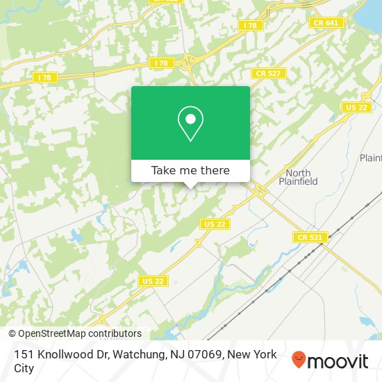 151 Knollwood Dr, Watchung, NJ 07069 map