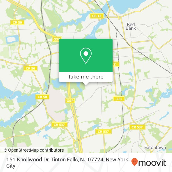 Mapa de 151 Knollwood Dr, Tinton Falls, NJ 07724