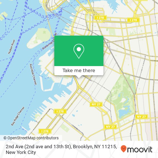 Mapa de 2nd Ave (2nd ave and 13th St), Brooklyn, NY 11215