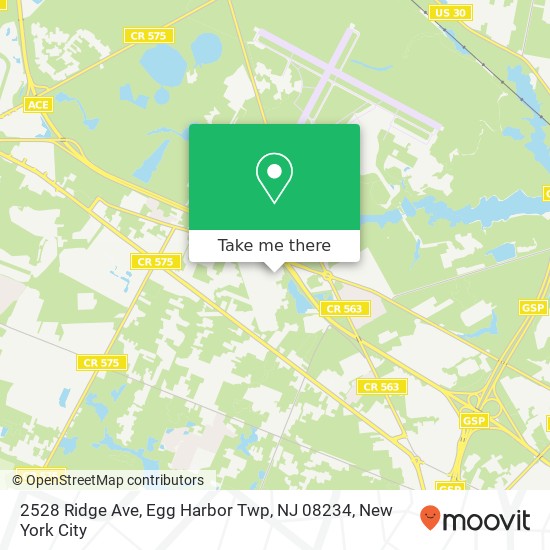 Mapa de 2528 Ridge Ave, Egg Harbor Twp, NJ 08234