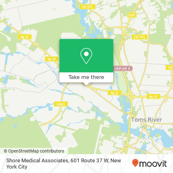 Mapa de Shore Medical Associates, 601 Route 37 W