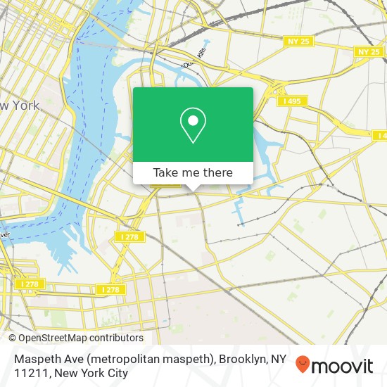 Mapa de Maspeth Ave (metropolitan maspeth), Brooklyn, NY 11211