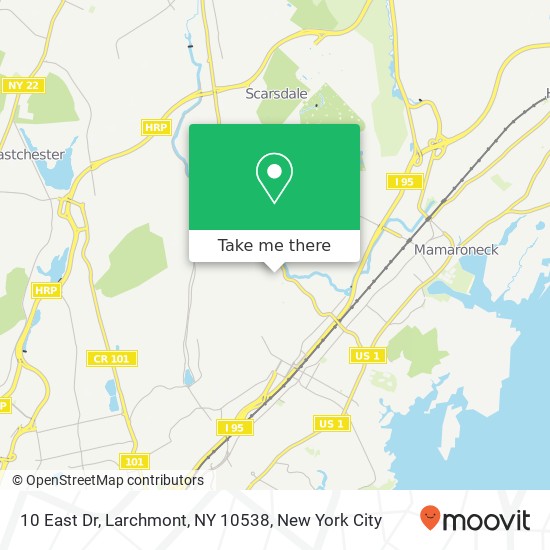 Mapa de 10 East Dr, Larchmont, NY 10538