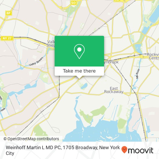 Mapa de Weinhoff Martin L MD PC, 1705 Broadway