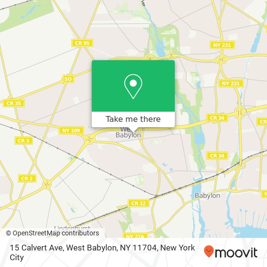 Mapa de 15 Calvert Ave, West Babylon, NY 11704
