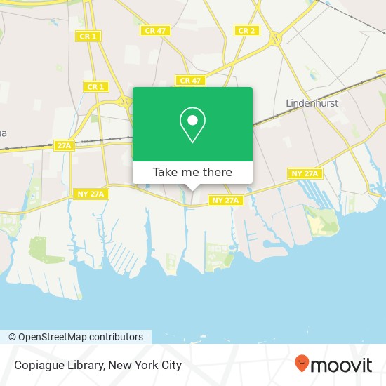 Copiague Library map