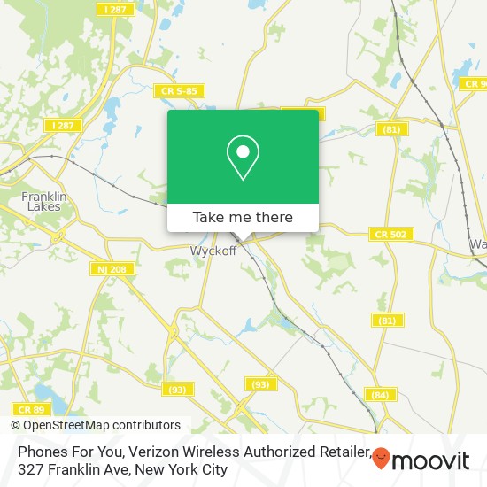 Mapa de Phones For You, Verizon Wireless Authorized Retailer, 327 Franklin Ave