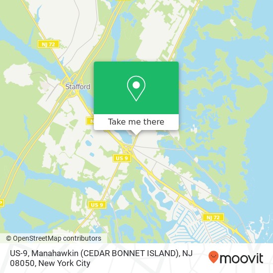 Mapa de US-9, Manahawkin (CEDAR BONNET ISLAND), NJ 08050
