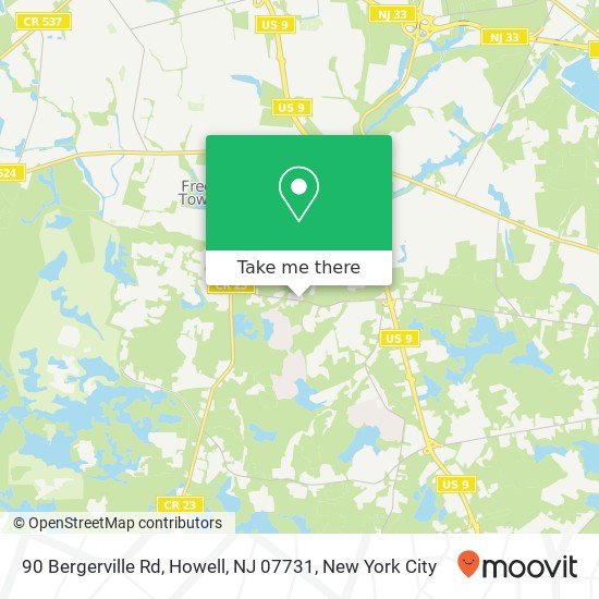 Mapa de 90 Bergerville Rd, Howell, NJ 07731