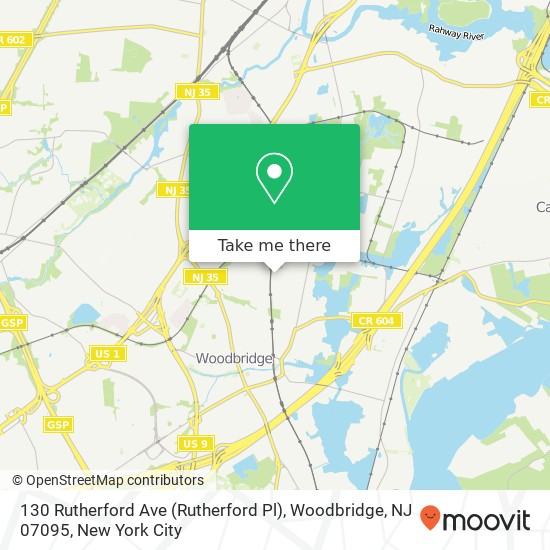 Mapa de 130 Rutherford Ave (Rutherford Pl), Woodbridge, NJ 07095