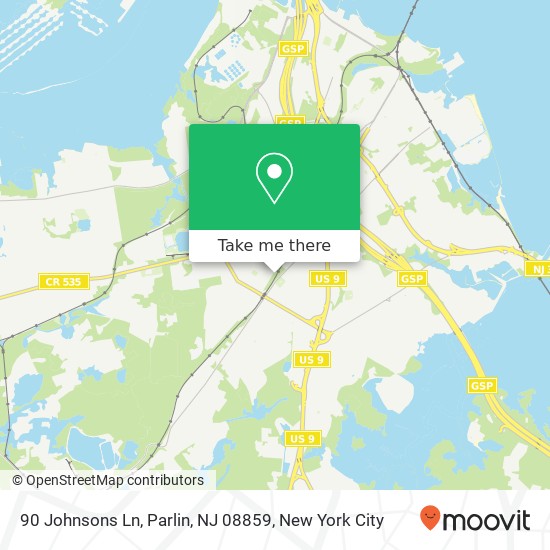 Mapa de 90 Johnsons Ln, Parlin, NJ 08859