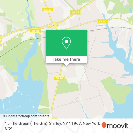 Mapa de 15 The Green (The Grn), Shirley, NY 11967