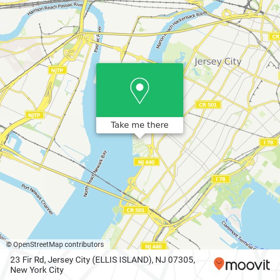 Mapa de 23 Fir Rd, Jersey City (ELLIS ISLAND), NJ 07305