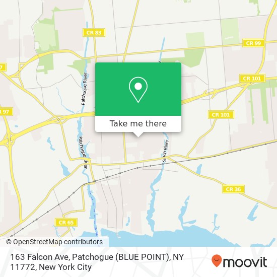 Mapa de 163 Falcon Ave, Patchogue (BLUE POINT), NY 11772