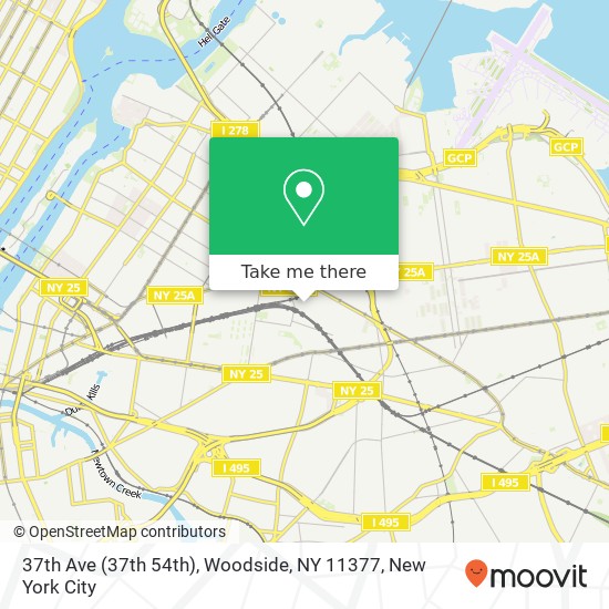 Mapa de 37th Ave (37th 54th), Woodside, NY 11377