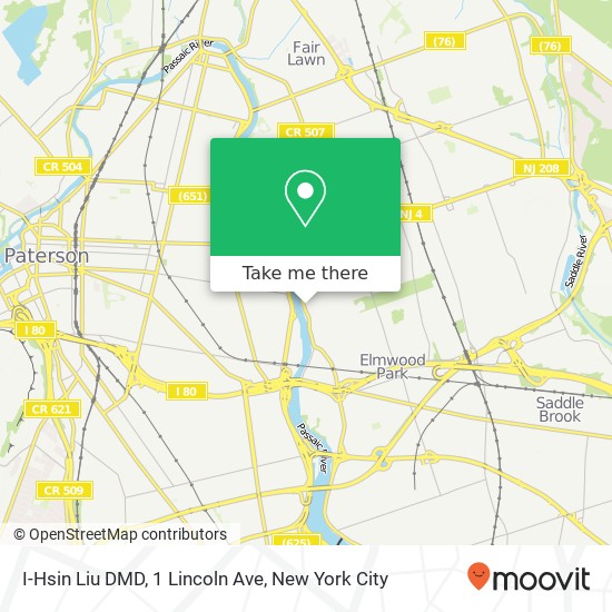 Mapa de I-Hsin Liu DMD, 1 Lincoln Ave