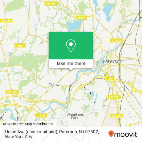 Mapa de Union Ave (union maitland), Paterson, NJ 07502