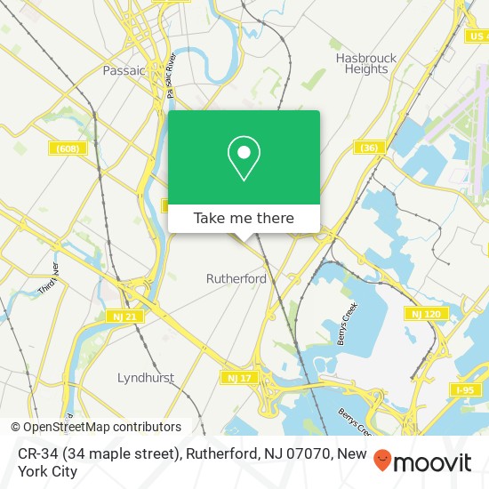 Mapa de CR-34 (34 maple street), Rutherford, NJ 07070