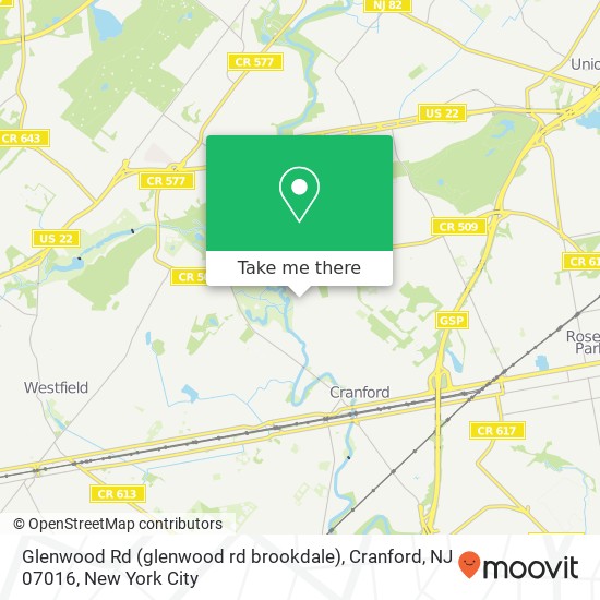 Mapa de Glenwood Rd (glenwood rd brookdale), Cranford, NJ 07016