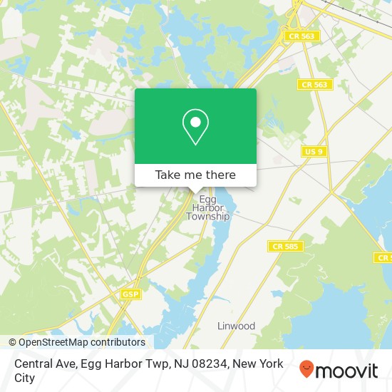 Mapa de Central Ave, Egg Harbor Twp, NJ 08234