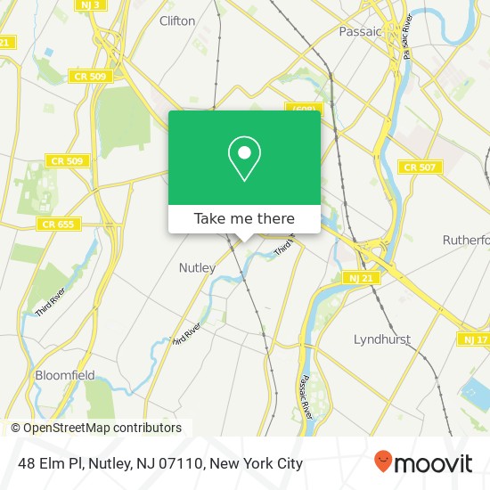 48 Elm Pl, Nutley, NJ 07110 map