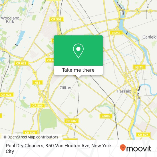 Mapa de Paul Dry Cleaners, 850 Van Houten Ave