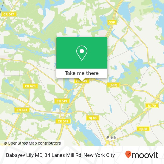 Babayev Lily MD, 34 Lanes Mill Rd map