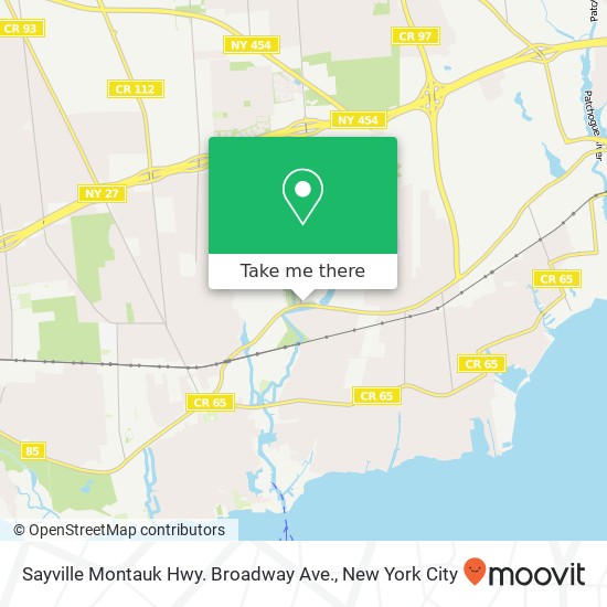 Sayville Montauk Hwy. Broadway Ave. map