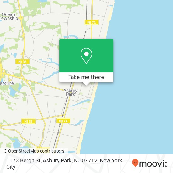 Mapa de 1173 Bergh St, Asbury Park, NJ 07712