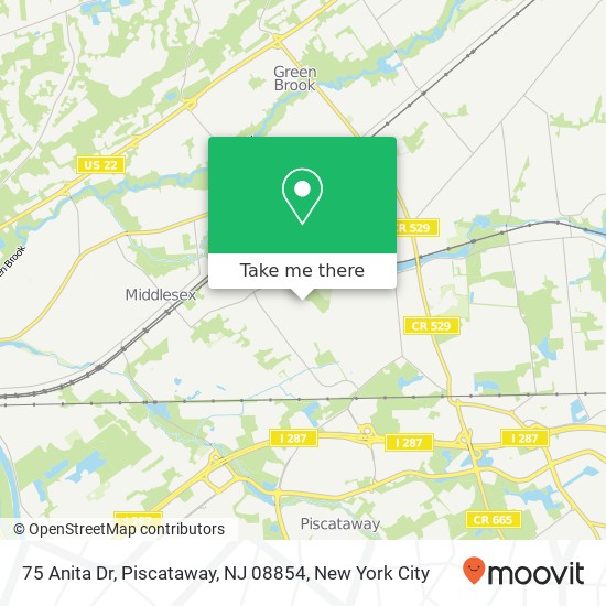 Mapa de 75 Anita Dr, Piscataway, NJ 08854