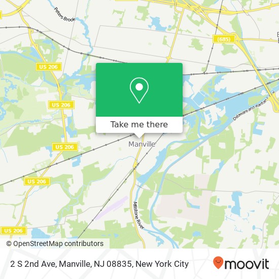 Mapa de 2 S 2nd Ave, Manville, NJ 08835