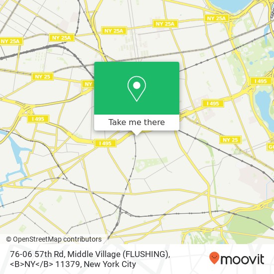 Mapa de 76-06 57th Rd, Middle Village (FLUSHING), <B>NY< / B> 11379