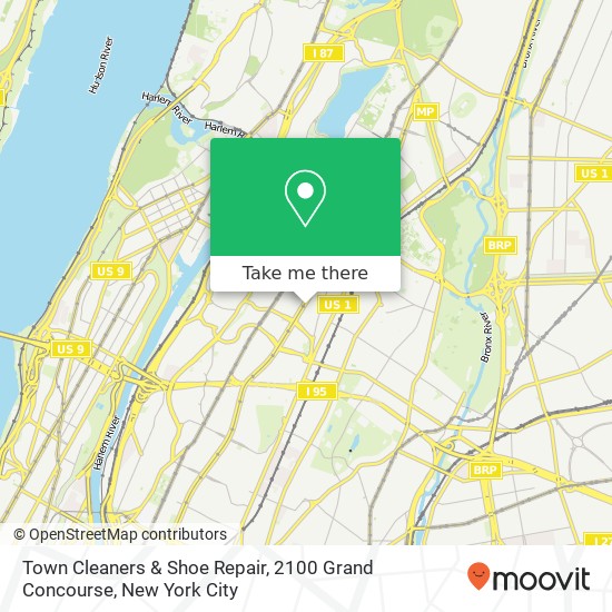 Mapa de Town Cleaners & Shoe Repair, 2100 Grand Concourse