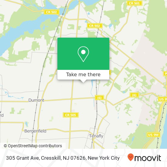 Mapa de 305 Grant Ave, Cresskill, NJ 07626