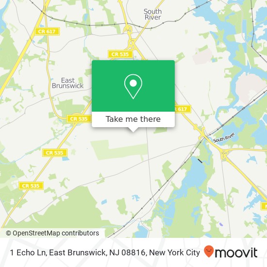 Mapa de 1 Echo Ln, East Brunswick, NJ 08816