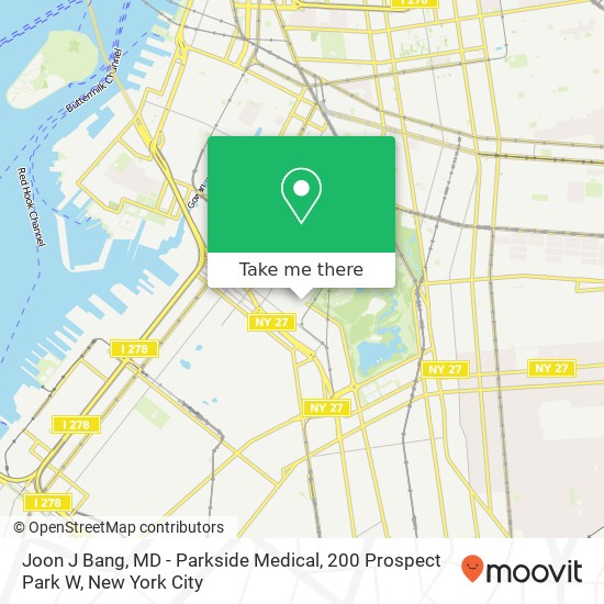 Mapa de Joon J Bang, MD - Parkside Medical, 200 Prospect Park W